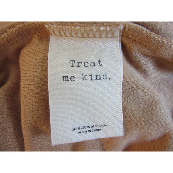 BARE by Charlie Holiday Camel Color Terry Towelling S Button Shirt Blouse - Picture 2 of 3